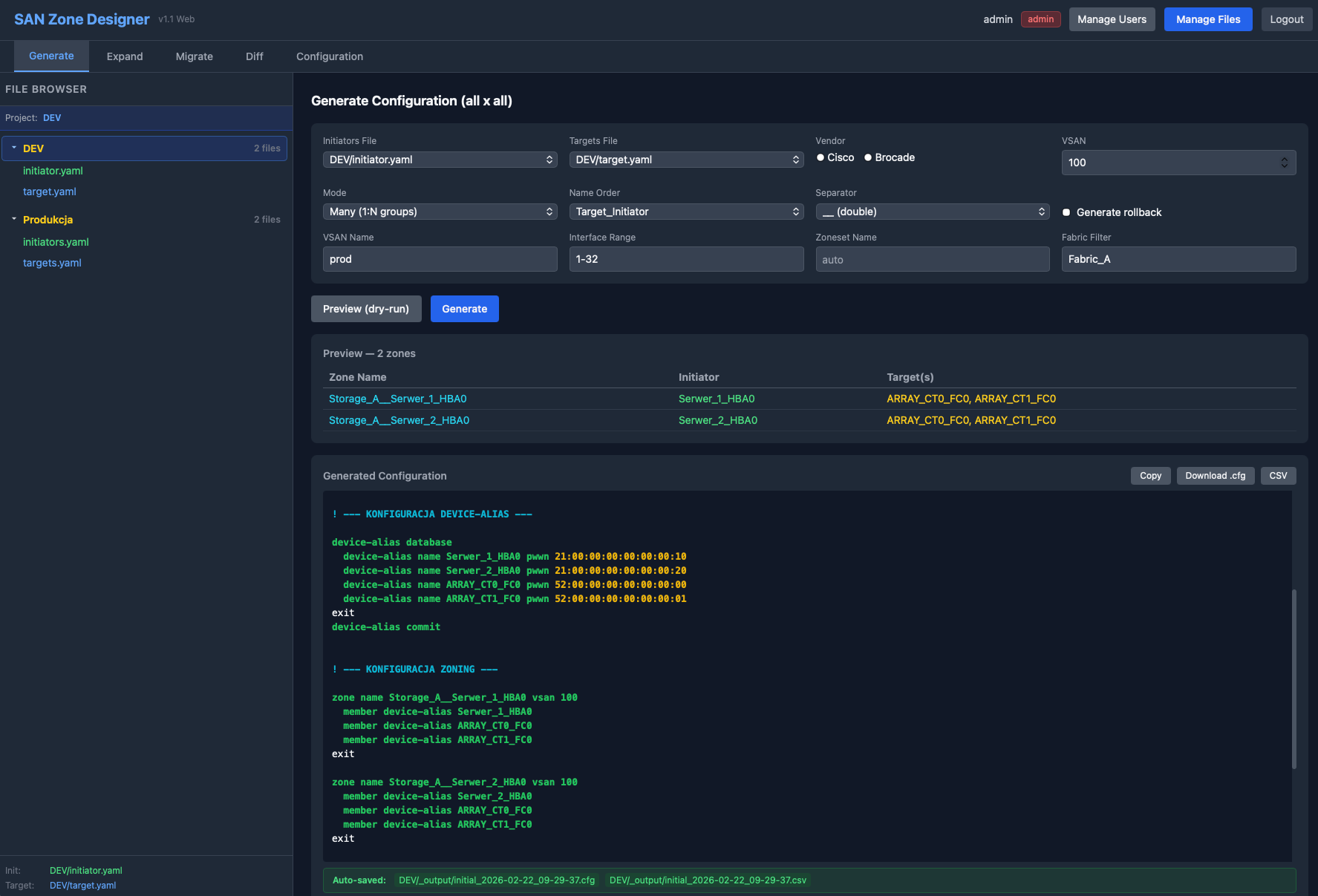 San Zone Designer Web GUI